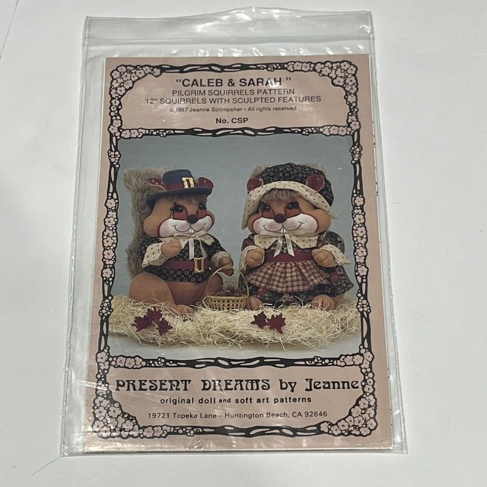 Four Holiday Animal Angel Cloth Doll Patterns Uncut Frog Squirrel Halloween Cat - Picture 2 of 16